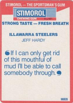 1990 Stimorol NRL #67 Jeff Hardy Back